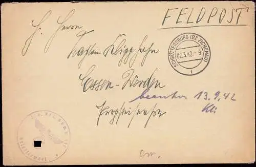 603744 | Ostpreussen, Feldpostbrief 1942 aus Schröttersburg  | Zichenau, -,