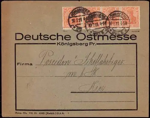 603750 | Ostpreussen, dekorativer Brief der Deutschen Ostmesse 1921  | Königsberg (Königsberg OP), -,
