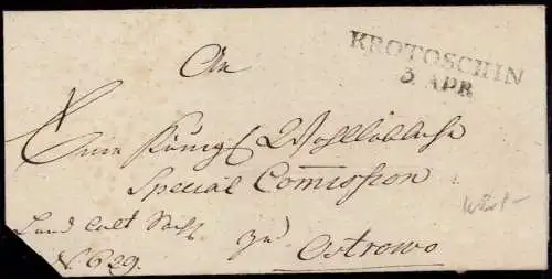 603751 | Westpreussen, Vorphilatelie Dienstbrief Hülle  | Krotoschin (Kreis Krotoschin WP), -,