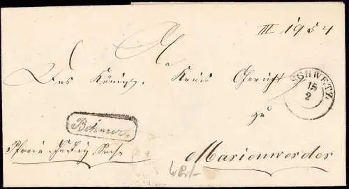 603752 | Westpreussen, Dienstbrief mit Beamtenstempel 1854, Justiz Sache | Schwetz (Schwetz WP)