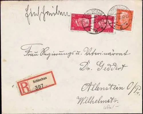 603755 | Westpreussen, Pommern, Brief per Einschreiben | Schlochau (Kreis Schlochau Pommern)