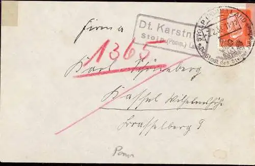 603759 | Pommern, Brief 1933, vom der Posthilfsstelle, Erh. 3, Klebestellen | Deutsch Karstnitz (Kreis Stolp Pommern), S