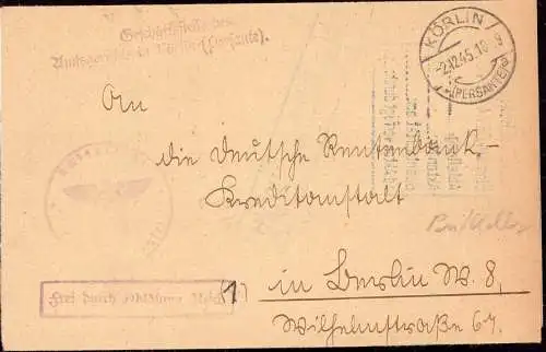 603762 | Westpreussen, Dienstbrief, Frei durch Ablösung Amtsgericht Körlin an der Persante  | Körlin a./Pers, Stadt (Lan