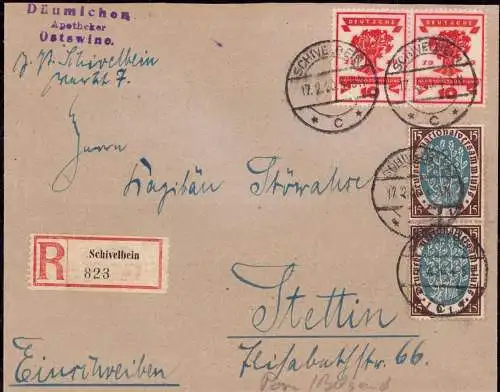 603771 | Pommern,Brief 1923 per Einschreiben aus  | Schivelbein, Stadt (Kreis Belgard Pommern), -,