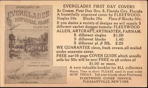 603780 | Ganzsache mit Zudruck Werbung für Evergladeds FDC, Krokodil, Fleetwood Cover Service  | -, -,