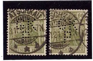 603785 | Oberschlesien, 2 Briefmarken mit Firmenlochung GKP | Patschkau, Stadt (Kreis Neisse O.Schl.)