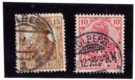 603788 | Brandenburg Neumark, 2 Briefmarken mit Firmenlochung  | Kolberg, -,