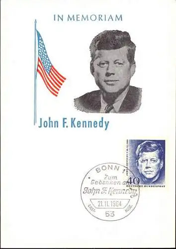 603796 | Sovenirkarte mit Sonderstempel zum Tode von John F, Kennedy  | Bonn (W - 5300), -,