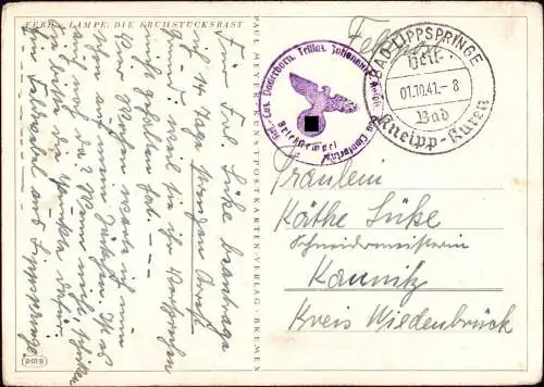 603800 | Feldpostkarte aus dem  Reserve Lazarett Paderborn Teillazarett Johanniter Hospiz  | Bad Lippspringe (W - 4792),