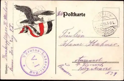 603818 | Rotes Kreuz, Feldpostkarte eines Krankenpfleger vom Vereins Lazarettzug V 1 aus  | Schönholz ; Pankow; Berlin (