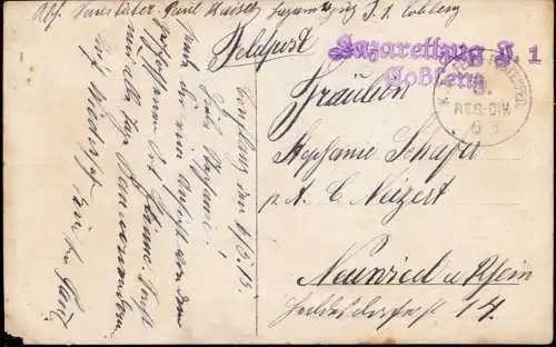 603822 | Rotes Kreuz, Feldpostkarte vom Vereins Lazarettzug J 1 | Conflans en Jarnisy;Meurthe-et-Moselle (F 54800 Frankr