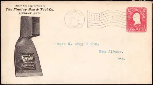 603825 | Ganzsache mit dekorativen Zudruck der Findlay Axe & Tool Co. Findlay Ohio, Landwirtschaft|