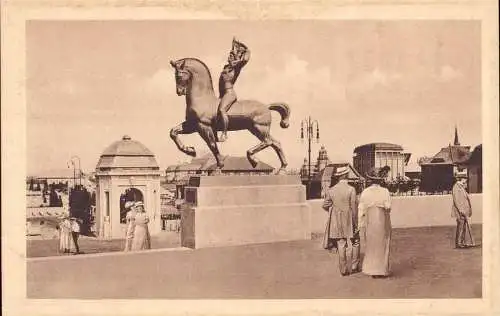 603901 | Ansichtskarte vom Reiterstandbild auf der Baufachausstellung 1913, Entwurf H. C. Andersen  | Leipzig (O - 7010)