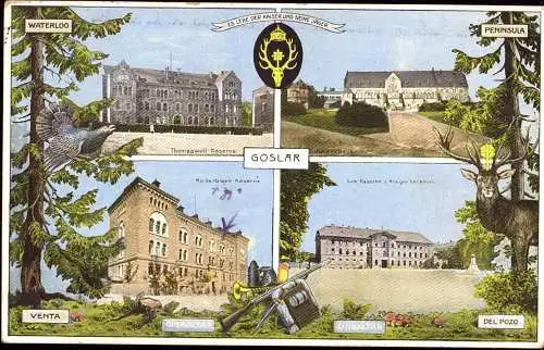 603922 | Kaserne, Feldpostkarte vom 1. Jäger Ersatz Bataillon | Goslar (W 3380)