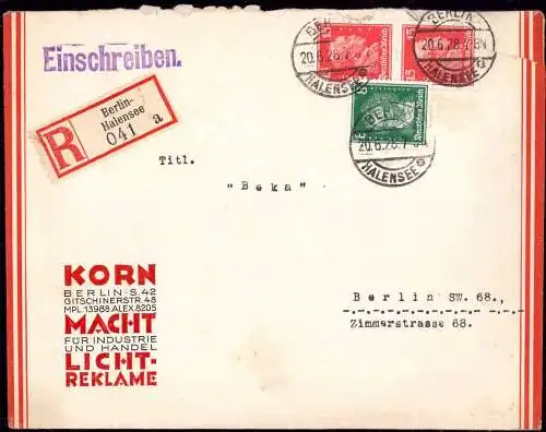 603932 | Brief der Firma Korn, Gitschiner Str, Lichtreklame, Leuchtreklame, Werbung | Halensee ; Charlottenburg; Berlin
