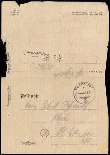 603933 | Oberschlesien, Feldpostbrief vom 5. 3. 1945 nach Oberbayern  |