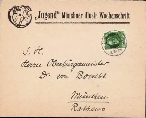 603940 | Brief der mit Logo Zeitschrift Jugend, nach ihr wurde der Jugendstil benannt  | München (O - 5301), -,