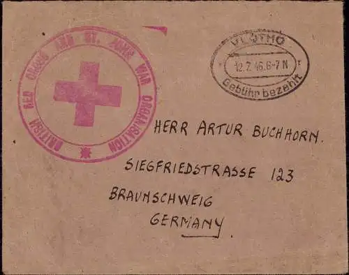 603943 | Brief der British Red Cross and St. John War Organisation, Rotes Kreuz | Vlotho (W 4973)