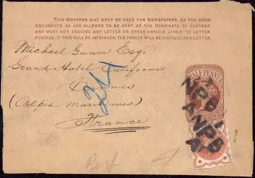 603950 | Ganzsache, Streifband, Wrapper, Stamp with Firmenlochung Perfin, Erh. 3. Beschädigt  | -, -,