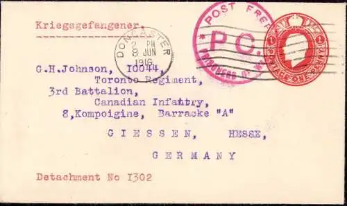 603951 | Canada, Toronto, Kriegsgefangenenpost POW aus Doncaster in das Lager, Censor | Gießen (W 6300)