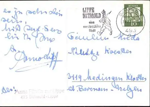 603978 | Postkarte mit Unterschrift Anna Fürstin zur Lippe, LETZTE FÜRSTIN VON LIPPE-DETMOLD  | Detmold (W - 4930), -,