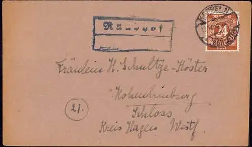 604000 | Brief mit aptierten Posthilfsstellenstempel aus Rundhof | Kappeln (W 2340)