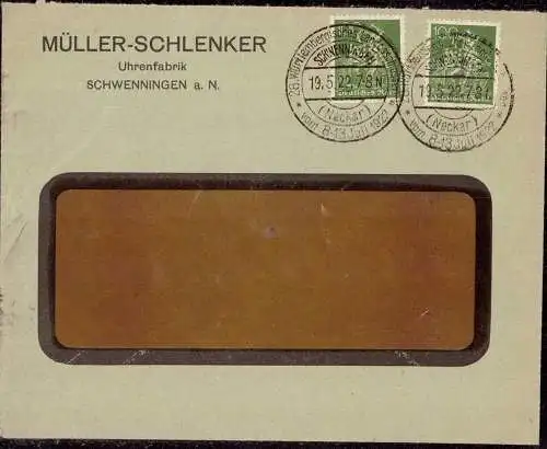 604086 | Brief Marke mit Firmenlochung Perfin, der Uhrenfabrik, Müller Schlenker | Villingen-Schwenningen (Baden) (W 773
