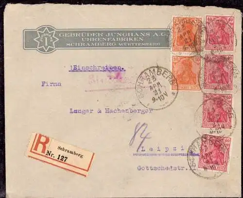 604090 | Dekorativer Brief der Uhrenfabrik Gebrüder Junghans, R. S. Reklamemarke | Schramberg (W 7230)