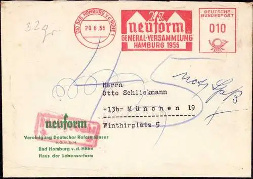 604095 | Nachporto wegen fehlender Notopfer Marke, Neuform, Reformhaus, Umwelt, Naturschutz  | Bad Homburg (W - 6380),