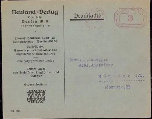 604096 | Brief mit Lodo des Neuland Verlag, Abstinenz, Drogen SUCHT &-BEKÄMPFUNG, Medizin  | Berlin (W - 1000), -,