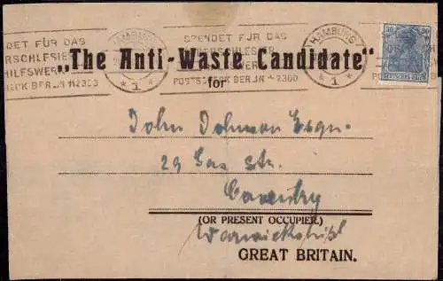 604097 | Germania, Streifband, Wrapper of the Anti Wast Candidate sendet from Hamburg  | -, -,