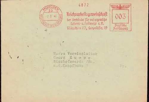 604098 | Brief der Reichsgemeinschaft der Verbände für Naturgemässe Lebens und Heilweise, Umwelt | München (W 8000)