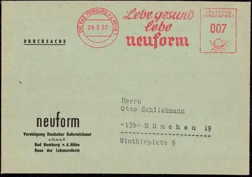 604099 | Lebe gesund, Neuform, Brief der Vereinigung deutscher Reformhäuser, Umwelt, Nahrung, Medizin  | Bad Homburg (W