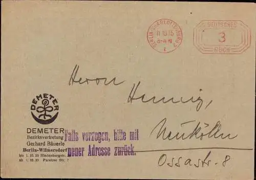 604101 | Umwelt Naturschutz, Nahrung, Philosophie, Brief der Demeter Vertretung,  | Berlin (W - 1000), -,