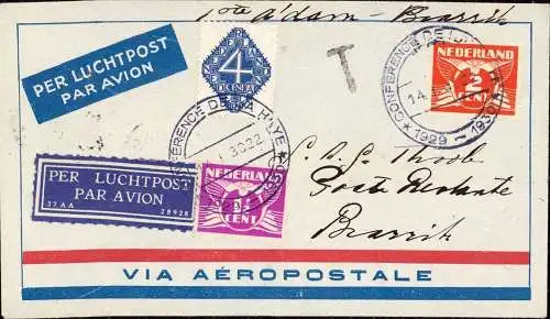 604105 | Conference de la Haye, Friedenskonferenz, 1930, Brief per Luftpost nach Biaritz  |