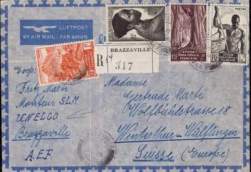 604109 | Kongo, Brief per Einschreiben aus Brazzaville in die Schweiz, AEF  |