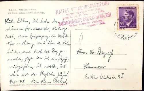 604116 | Böhmen und Mähren, Propaganda Werbestempel zur Verkehrs Erziehungswoche Prag  |