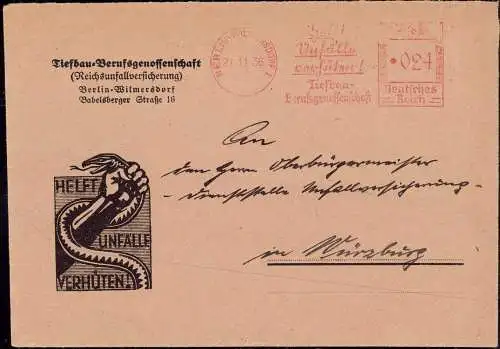 604118 | Helft Unfaälle verhüten dekorativer Brief der Reichsunfallversicherung | Berlin (W 1000)