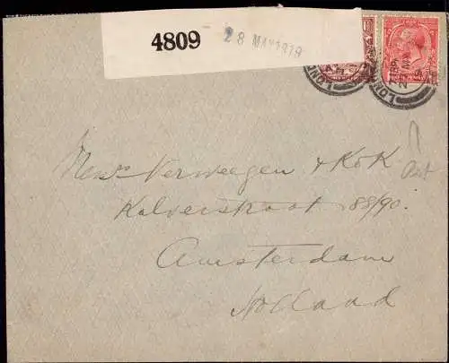 604158 | Brief 1919, der Firma Carstin & Co. Leather Goods, Marke mit Firmenlochung Perfin, Censored  |