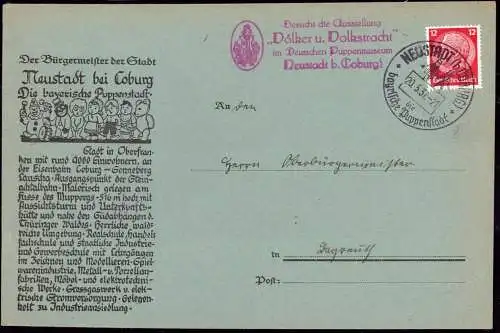 604164 | Brief mit Werbestempel zur Ausstellung Völker und Volkstracht des deutschen Puppenmuseum  | Neustadt bei Coburg