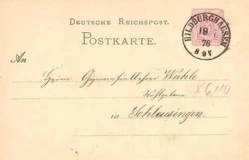604200 | Sauberer Abschlag des Poststempels auf Ganzsache | Hildburghausen (O 6110)