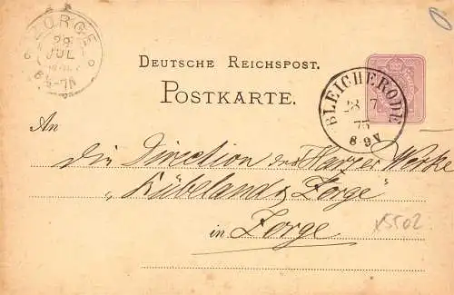 604202 | Sauberer Abschlag des Poststempels auf Ganzsache | Bleicherode (O 5502)