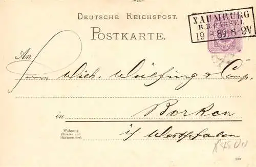 604208 | Sauberer Abschlag des Poststempels auf Ganzsache, Kassel  | Naumburg (W - 3501), -,