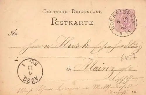 604212 | Sauberer Abschlag des Poststempels auf Ganzsache, Doernigheim | Maintal (W 6457)