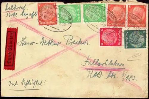 604239 | Brief per Eilboten in das RAD Lager 6 / 183 beim Aufbau des Volkswagen Werk, VW, Auto | Fallersleben (W 3180)