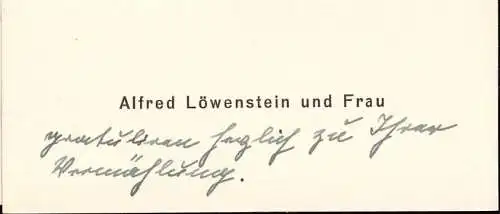 604293 | Visitenkarte mit Gratulation der Familie Löwenstein zur Hochzeit Baumann 1937, Judaica | Lübbecke (W 4990)