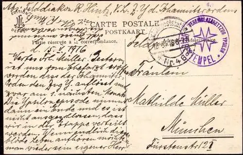 604301 | Feldpostkarte, Felddiakon auf dem Vereins Lazarettzug Y des Johanniter Ordens  | Virton (B - 6760 Belgien), -,