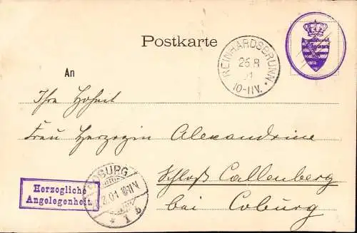 604303 | Herzogliche Angelegenheit des Herzogtums Sachsen-Coburg und Gotha aus dem Schloss  | Reinhardsbrunn Post Friedr