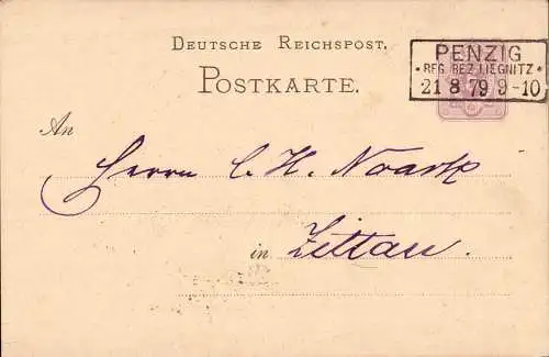 604310 | Schlesien, Ganzsache 1879 mit der seltenen Entwertung  | Penzig (Kreis Görlitz N.Schl.), -,
