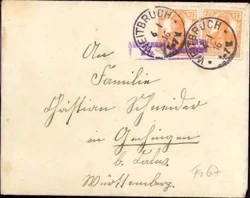 604313 | Elsass, Zensurbrief aus  | Weitbruch;Bas-Rhin (F 67500 Frankreich), -,